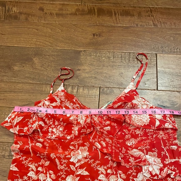 Lucky Brand Women’s Floral Red Silk Cami Tank Ruffle Top - Size Small - Picture 8 of 9